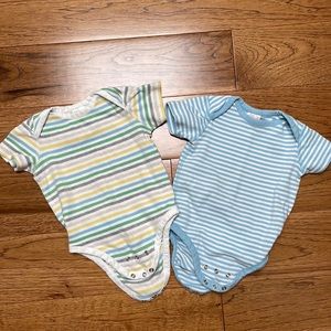 Two Hanna Andersson 12-18 month baby bodysuits